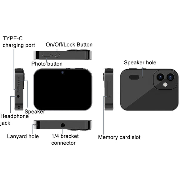 D6 CCD HD Digital Camera Movie Music Smart Camera Touch Screen Student Card Video Recorder, Excluding Memory(White)