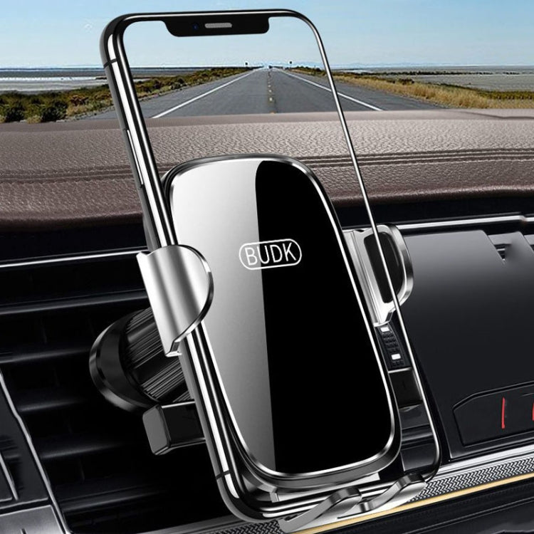 BUDK Anti-shake Car Phone Bracket Car Navigation Air Vent Fixed Gravity Support Stand(Silver)