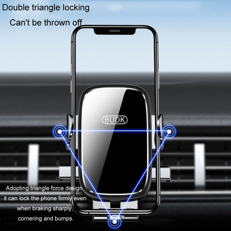 BUDK Anti-shake Car Phone Bracket Car Navigation Air Vent Fixed Gravity Support Stand(Silver)