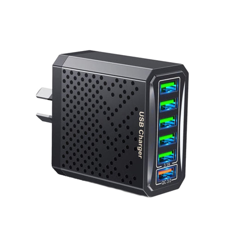 6-Ports Multifunctional Quick Charging USB Travel Charger Power Adapter, Model: Black AU Plug