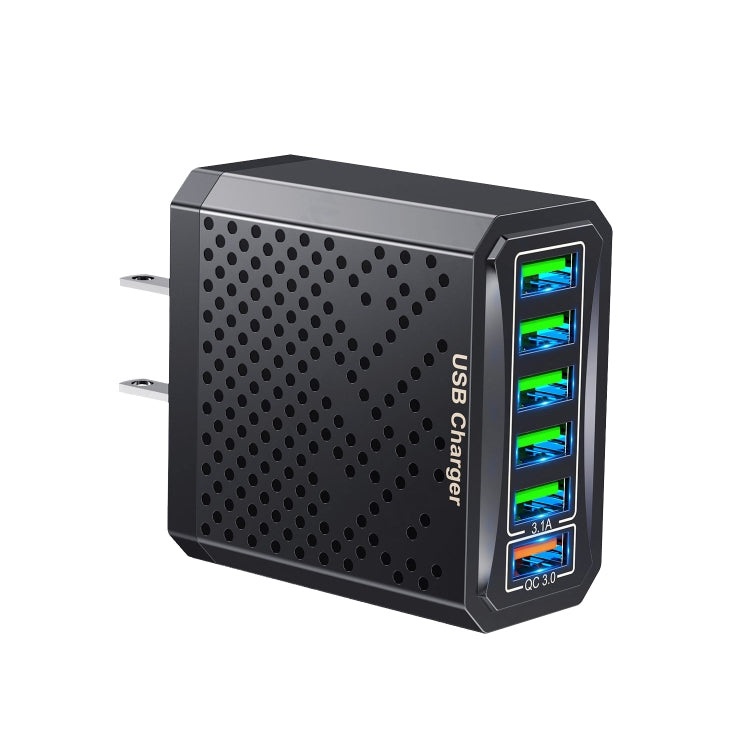 6-Ports Multifunctional Quick Charging USB Travel Charger Power Adapter, Model: Black US Plug