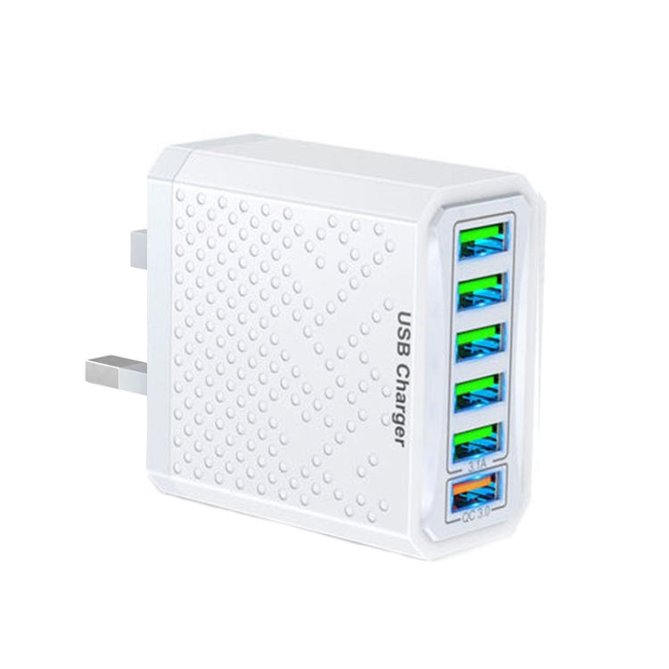 6-Ports Multifunctional Quick Charging USB Travel Charger Power Adapter, Model: White UK Plug