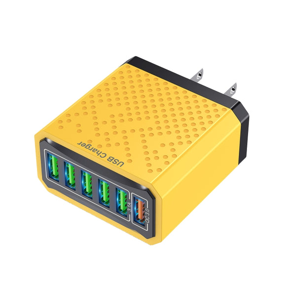 6-Ports Multifunctional Quick Charging USB Travel Charger Power Adapter, Model: Yellow US Plug