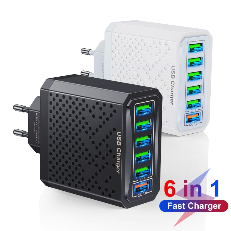 6-Ports Multifunctional Quick Charging USB Travel Charger Power Adapter, Model: White US Plug
