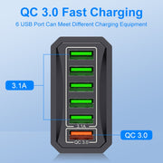 6-Ports Multifunctional Quick Charging USB Travel Charger Power Adapter, Model: Yellow AU Plug