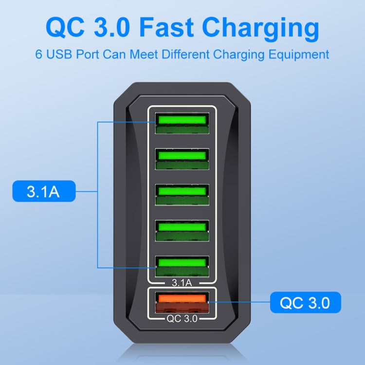 6-Ports Multifunctional Quick Charging USB Travel Charger Power Adapter, Model: Yellow AU Plug