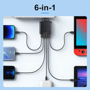 6-Ports Multifunctional Quick Charging USB Travel Charger Power Adapter, Model: Black EU Plug