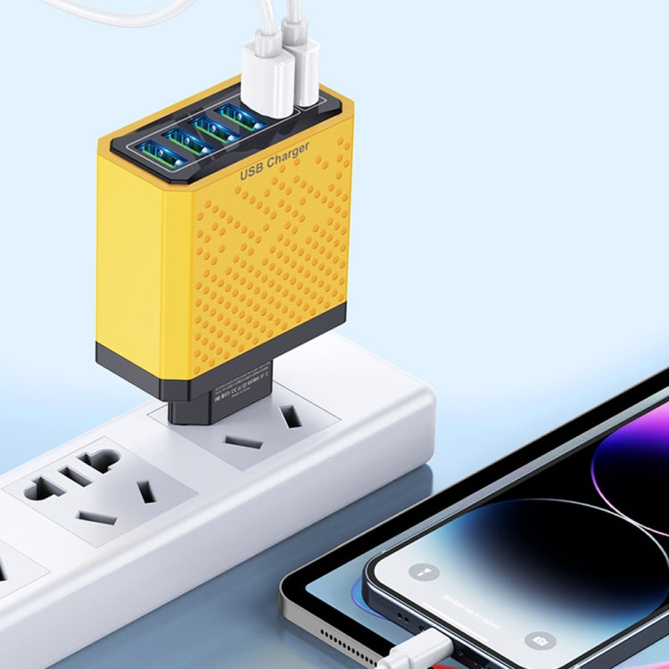 6-Ports Multifunctional Quick Charging USB Travel Charger Power Adapter, Model: Yellow EU Plug