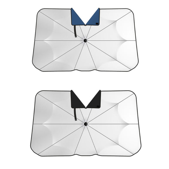 120x65cm Car Front Gear Opening Style Insulated Sun Protection Parasol(Blue Base Cloth)