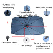 120x65cm Car Front Gear Opening Style Insulated Sun Protection Parasol(Blue Base Cloth)