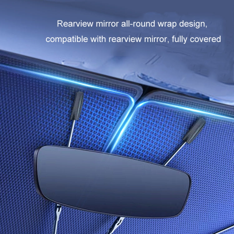 120x65cm Car Front Gear Opening Style Insulated Sun Protection Parasol(Blue Base Cloth)