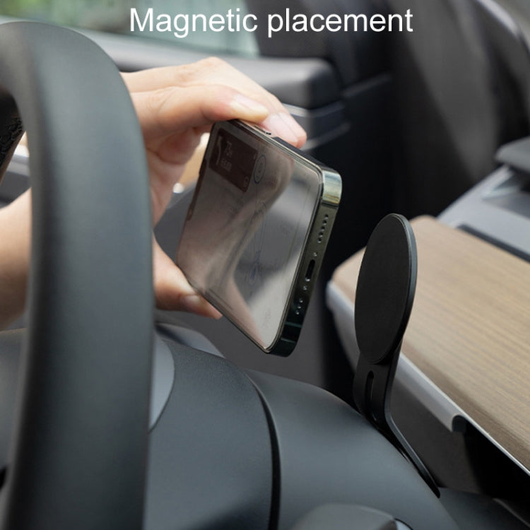 For Tesla Model 3/Y Automotive Magnetic Cell Phone Holder Car Steering Wheel Navigation Mount, Style: Curved