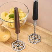Wooden Handle 316L Stainless Steel Potato Masher Thickened Taro Mashing Gadgets