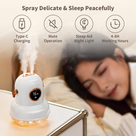 ICARER FAMILY IF-JS01 USB Charging Desktop Night Light Dual-spray Humidifier, Color: White (Digital)