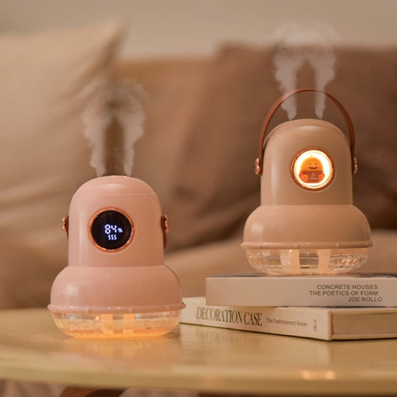 ICARER FAMILY IF-JS01 USB Charging Desktop Night Light Dual-spray Humidifier, Color: Beige (Digital)