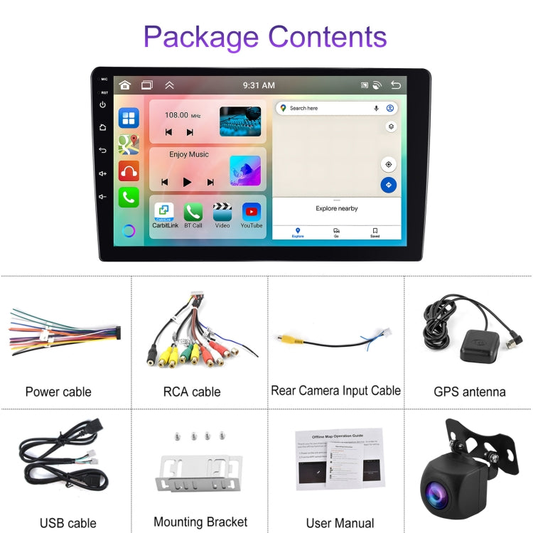 7 inch 6+128G Android Universal HD Large Screen Car Bluetooth Player Android GPS Navigation Integrated Machine(Standard+AHD Camera)