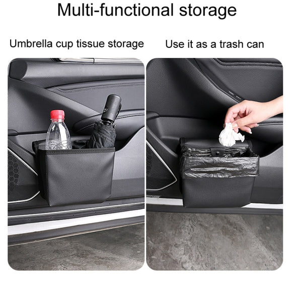 Car Folding Trash Can Multifunctional Seatback Hanging Storage Box(Black)