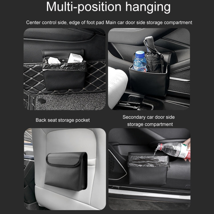 Car Folding Trash Can Multifunctional Seatback Hanging Storage Box(Black)