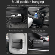 Car Folding Trash Can Multifunctional Seatback Hanging Storage Box(Black)