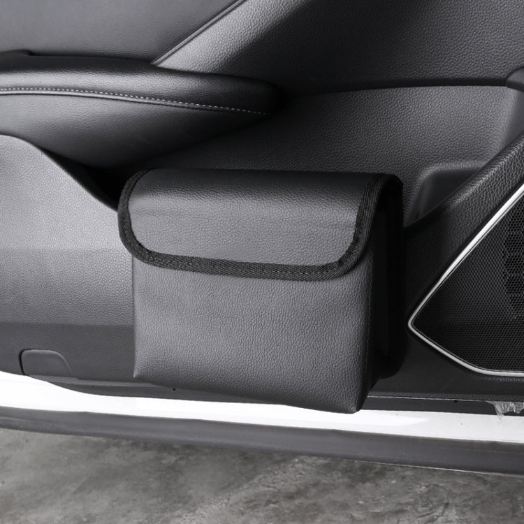 Car Folding Trash Can Multifunctional Seatback Hanging Storage Box(Black)