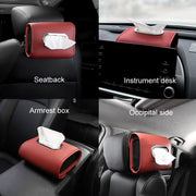Auto Armrest Tissue Box Car Seat Back Hanging Napkin Pack Cover(Gray)