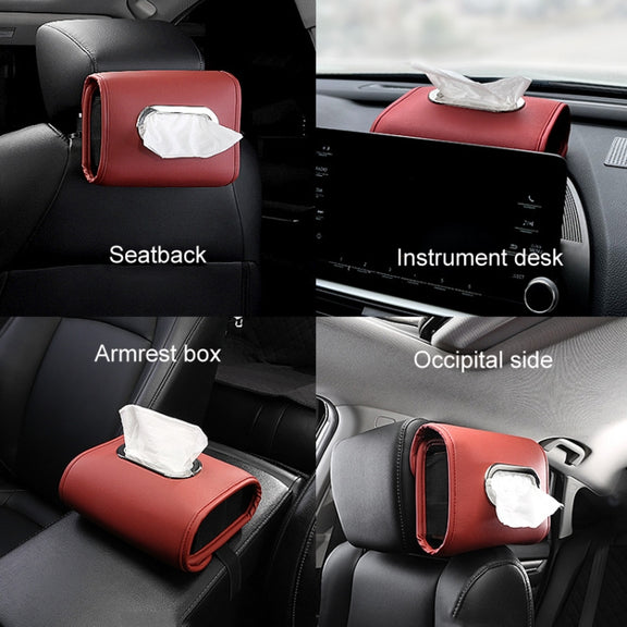 Auto Armrest Tissue Box Car Seat Back Hanging Napkin Pack Cover(Gray)