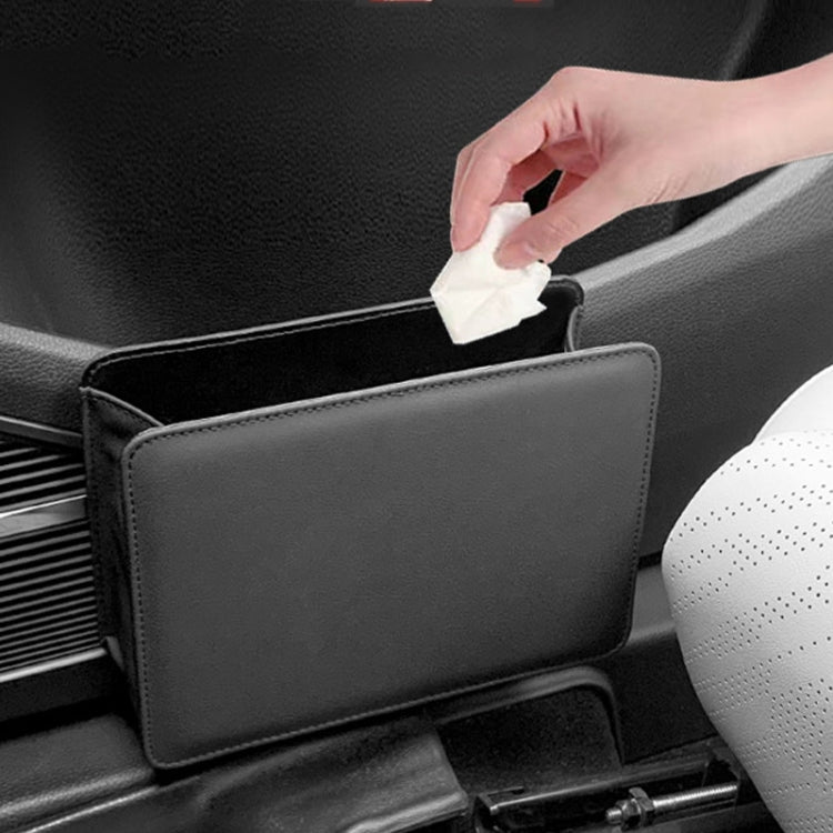 Car Folding Trash Can Multifunctional Seatback Hanging Storage Box(Beige)
