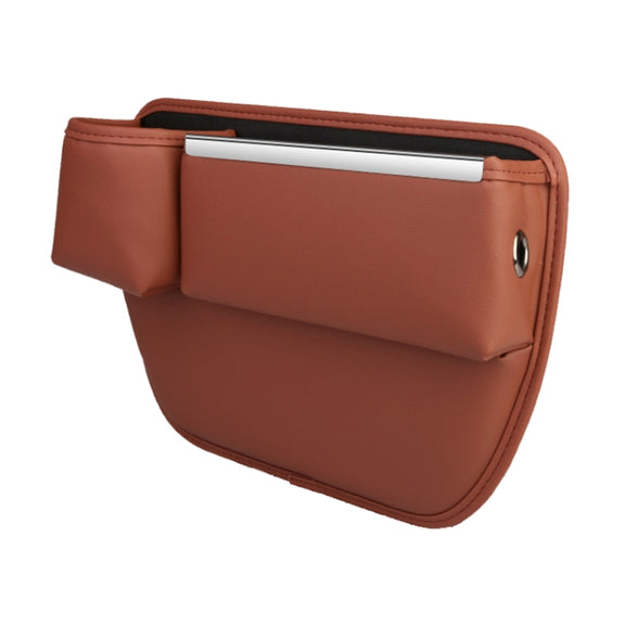 Automotive Seat Clamp Seam Organizer Car Decoration Storage Bag Water Cup Model, Style: Main Driver Saddle Brown
