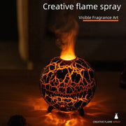 D612 USB Plug-in Colorful Gradient Atmosphere Light Flame Crack Aromatherapy Humidifier(Black)