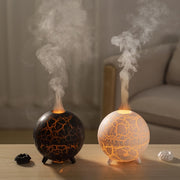 D612 USB Plug-in Colorful Gradient Atmosphere Light Flame Crack Aromatherapy Humidifier(Black)