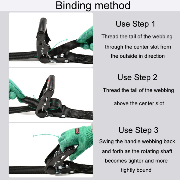 Motorcycle Ratchet Tensioner Cargo Bundling And Luggage Fixing Straps, Length: 5m