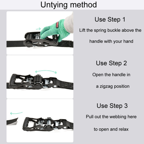 Motorcycle Ratchet Tensioner Cargo Bundling And Luggage Fixing Straps, Length: 3m