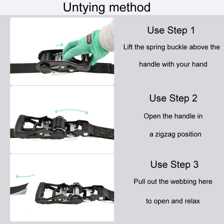 Motorcycle Ratchet Tensioner Cargo Bundling And Luggage Fixing Straps, Length: 2m