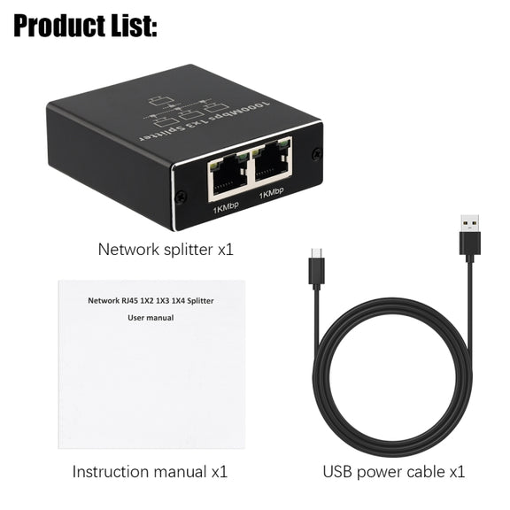 1 To 3 Gigabit Network Splitter Network Sharer RJ45 Network Cable Splitter