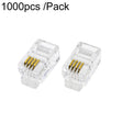 1000pcs /Pack 2-Pronged Gold-Plated 4P4C Telephone Crystal Heads 4 Core Handset RJ9 Cable Connector - Lan Cable and Tools by PMC TechLife | Online Shopping South Africa | PMC TechLife | Buy Now Pay Later Mobicred