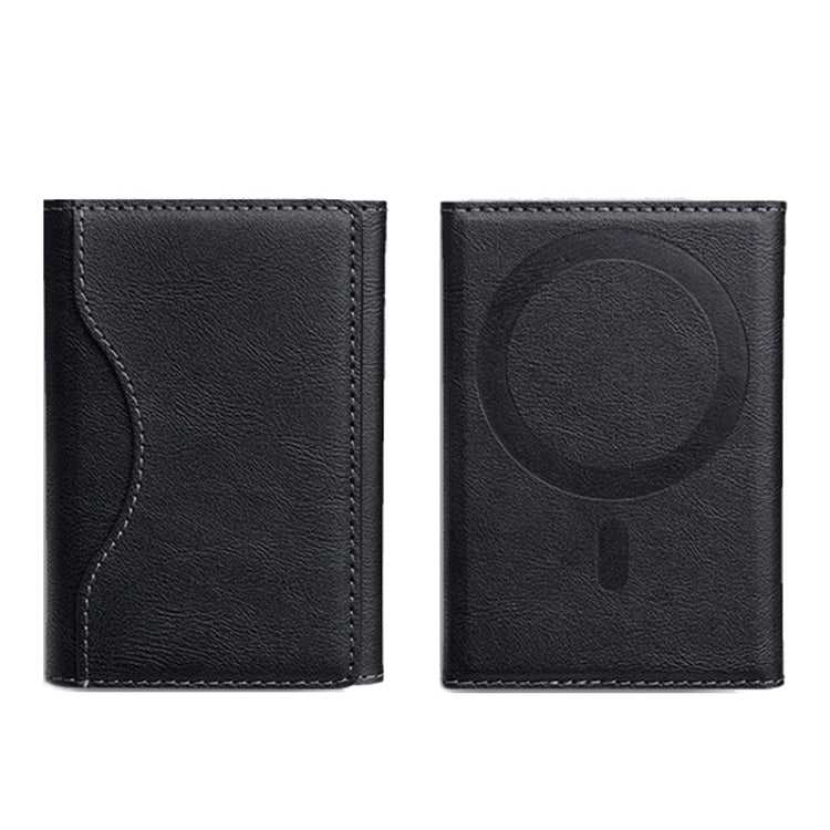 Tri-fold Magnetic Leather Wallet Card Holder for iPhone 15/14/13/12 Series(Black)