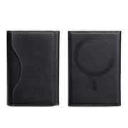 Tri-fold Magnetic Leather Wallet Card Holder for iPhone 15/14/13/12 Series(Black)