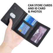 Tri-fold Magnetic Leather Wallet Card Holder for iPhone 15/14/13/12 Series(Black)