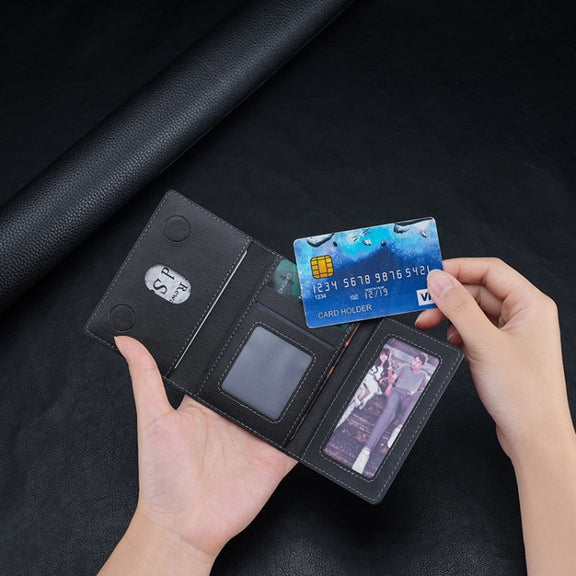 Tri-fold Magnetic Leather Wallet Card Holder for iPhone 15/14/13/12 Series(Black)