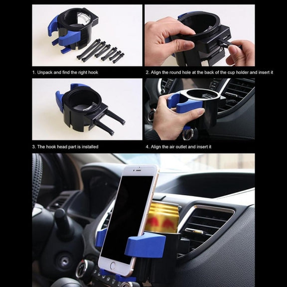 Car Air Conditioner Air Outlet Mobile Phone Water Cup Holder(Blue)