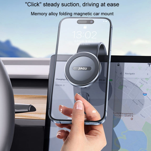 JIAGU Car Suction Cup Type Magsafe Mobile Phone Bracket Telescopic Instrument Panel Car Navigation Rack(Black)