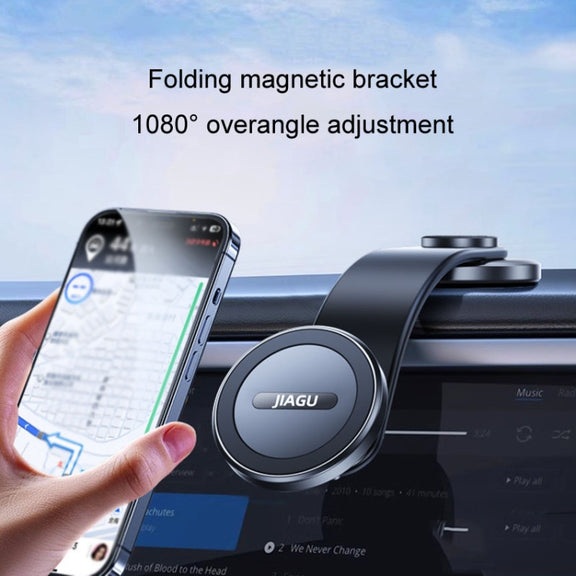 JIAGU Car Suction Cup Type Magsafe Mobile Phone Bracket Telescopic Instrument Panel Car Navigation Rack(Black)