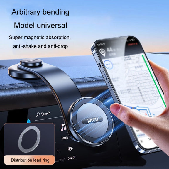 JIAGU Car Suction Cup Type Magsafe Mobile Phone Bracket Telescopic Instrument Panel Car Navigation Rack(Black)