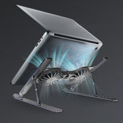 C9 Pro RGB Ambient Light Foldable Fan Cooling Laptop Aluminum Alloy Heightening Stand, Color: Gray