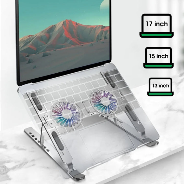 C9 Pro RGB Ambient Light Foldable Fan Cooling Laptop Aluminum Alloy Heightening Stand, Color: Gray