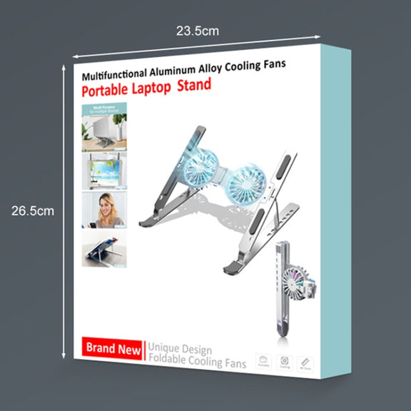 C9 Pro RGB Ambient Light Foldable Fan Cooling Laptop Aluminum Alloy Heightening Stand, Color: Gray