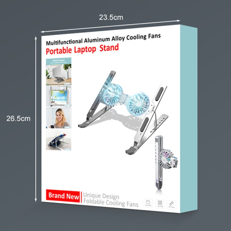 C9 Pro RGB Ambient Light Foldable Fan Cooling Laptop Aluminum Alloy Heightening Stand, Color: Silver