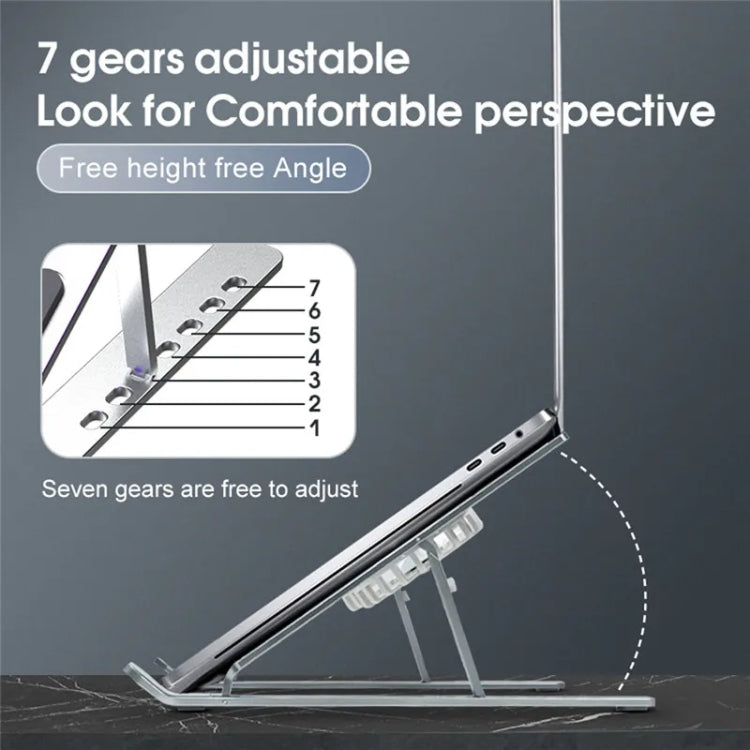 C9 Pro RGB Ambient Light Foldable Fan Cooling Laptop Aluminum Alloy Heightening Stand, Color: Gray