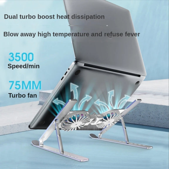 C9 Pro RGB Ambient Light Foldable Fan Cooling Laptop Aluminum Alloy Heightening Stand, Color: Silver