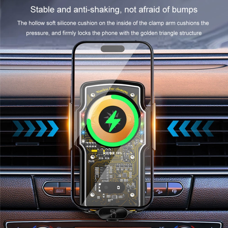 Car Magsafe Wireless Charger Transparent Induction 120W Fast Charging Universal Mobile Phone Bracket(Black)